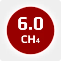 Метан  (CH4) 6.0 (99,9999 %) в баллоне 5л. наполнение 100 бар, соединением W21,6x1/14'' LH (DIN1)